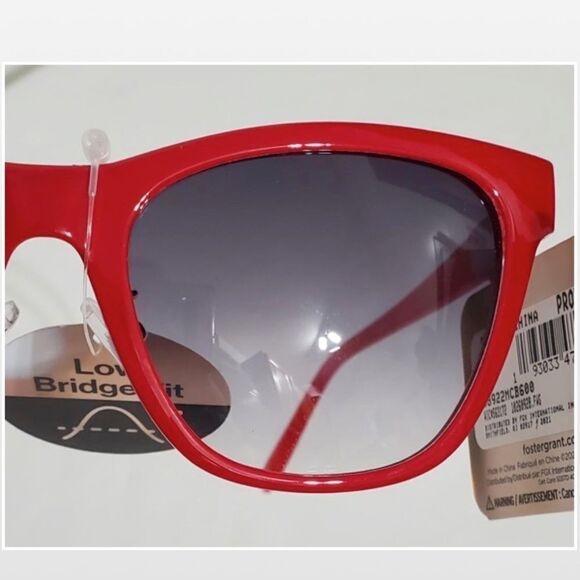 New Foster Grant Sunglasses Ladies OS Red Cat Eye NWT - Picture 6 of 16